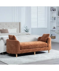 Streamdale Furniture Upholstered End of Bed Bench with Armrests and Bolsters