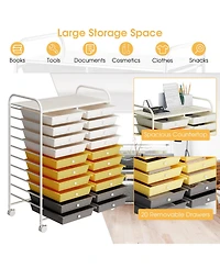 Gouun 20-Drawer Rolling Storage Organizer Cart with Metal Frame