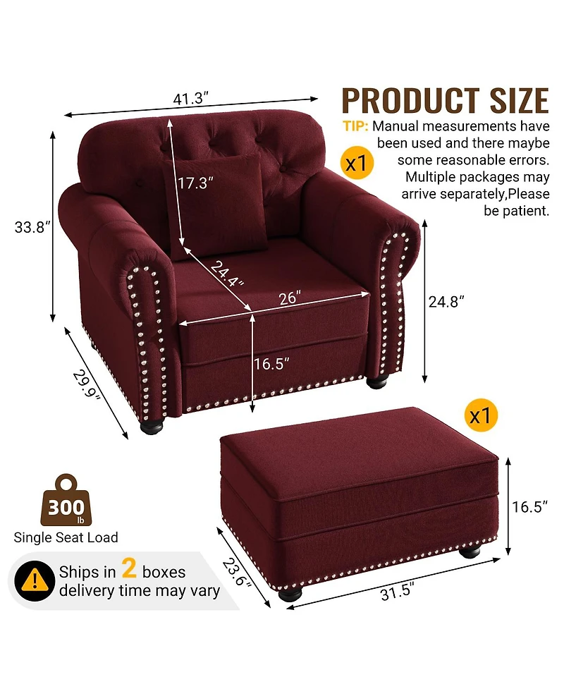 Streamdale Furniture Chesterfield Sofa with Nailhead Trim