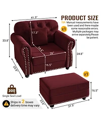 Streamdale Furniture Chesterfield Sofa with Nailhead Trim