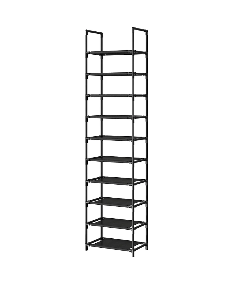 Homfan 10 Tier Metal Shoe Rack with Adjustable Fabric Shelves