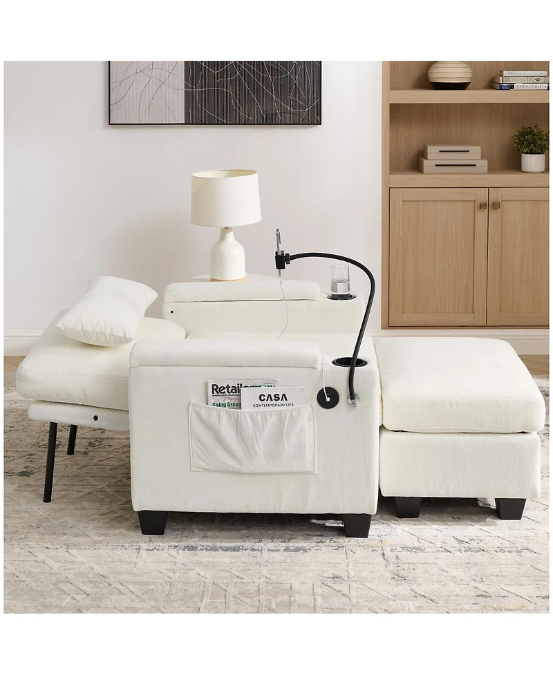 Streamdale Furniture Recliner Sofa w/Usb, Stand, Storage Ottoman