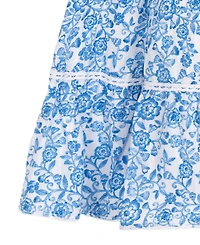 Rare Editions Girls' 4T-6X Printed Woven Smocked Midi Dress