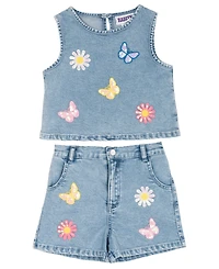 Rarity Girls' 2T-6X Denim Vest Top and Matching Shorts, 2-Piece Set