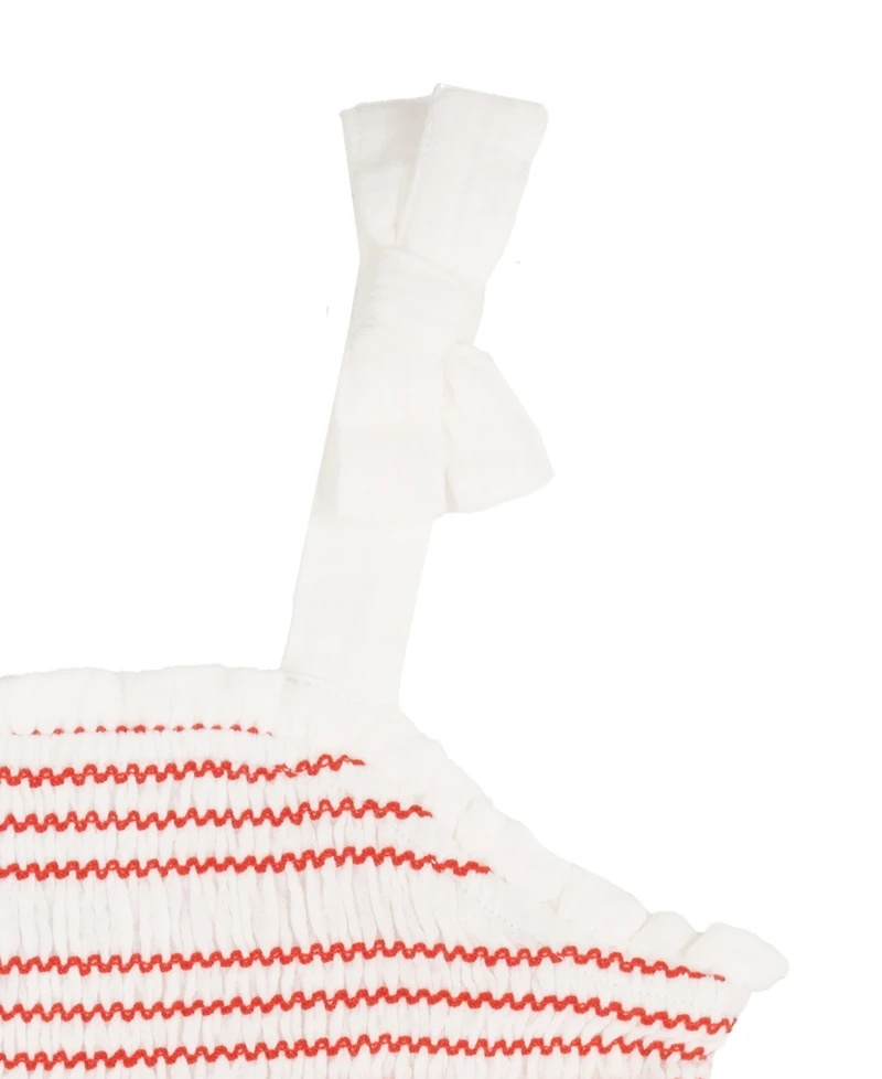 Rare Editions Girls' 2T-6X Smocked Ruffle Tank with Embroidery and Denim Shorts, 2-Piece Set