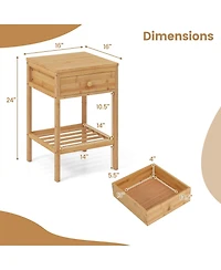 sumyeg Set of 1/2 Bamboo Nightstand Bedside Table with Storage Drawer and Open Shelf-2 pieces