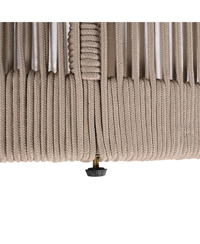 sumyeg Outdoor Rattan Rope and Acacia Wood Side Table for Patio, Balcony Garden