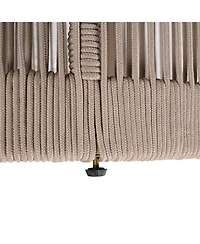 sumyeg Outdoor Rattan Rope and Acacia Wood Side Table for Patio, Balcony Garden