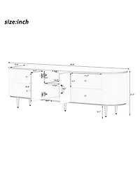Rainsken Modern Tv Stand for Tvs up to 80 Inches, Wood TV Console Table with 4 Drawers and 1 Cabinet, Entertainment Center for Living room