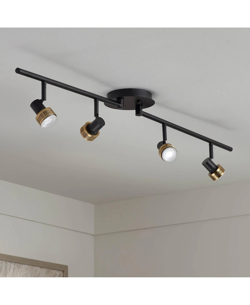 Pro Track 4-Light Heads Led Ceiling Track Light Fixture Kit GU10 Dimmable Black Gold Metal Modern Kitchen Bathroom