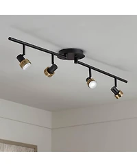 Pro Track 4-Light Heads Led Ceiling Track Light Fixture Kit GU10 Dimmable Black Gold Metal Modern Kitchen Bathroom