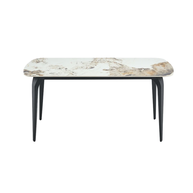 Streamdale Furniture Sintered Stone Dining Table, Metal Base, Heat/Scratch Resistant