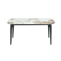 Streamdale Furniture Sintered Stone Dining Table, Metal Base, Heat/Scratch Resistant