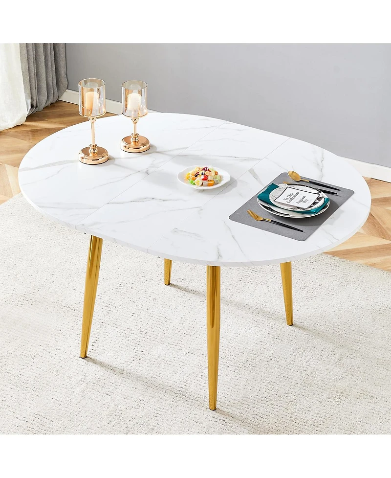 Streamdale Furniture Retractable Pattern Mdf Tabletop with Metal Legs