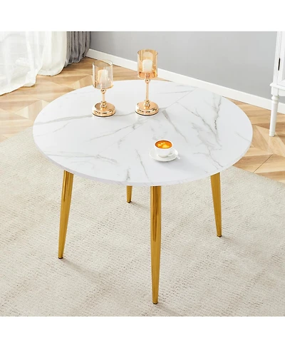 Streamdale Furniture Retractable Pattern Mdf Tabletop with Metal Legs