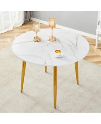 Streamdale Furniture Retractable Pattern Mdf Tabletop with Metal Legs