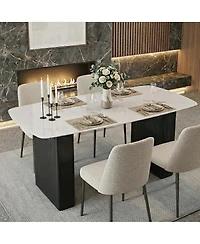 Streamdale Furniture Glass Marble Pattern Dining Table