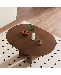 Streamdale Furniture Solid Wood Extendable Round Dining Table with Leaf