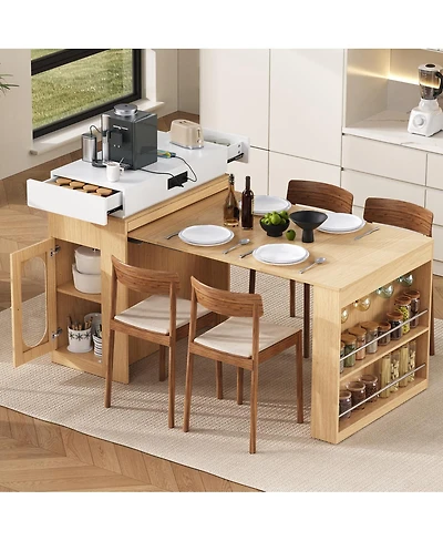 Streamdale Furniture Extendable Dining Table/Island with Storage and Power