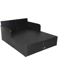 Gymax Patiojoy Outdoor Rattan Daybed Pillows Cushioned Sofa Furniture Patio