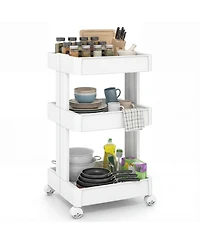 Gouun 3-Tier Rolling Utility Cart with Detachable Trays and Ventilated Shelves, 15.5 x 14.5 x 30 in