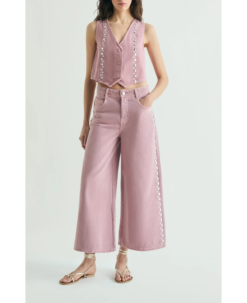 Scalpers Women's Jeans Culotte Studs