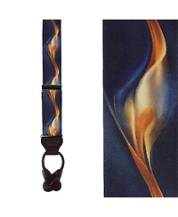 Trafalgar Men's Atticus Blue and Gold Billow Silk Button End Suspenders