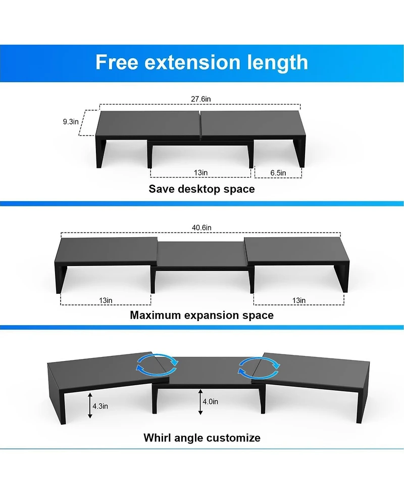 Gnuadz Dual Monitor Stand Metal Riser Desktop Organizer