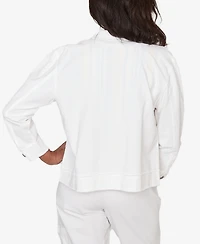 Alfred Dunner Women's Out of the Blue Patch Pocket Collared Jacket