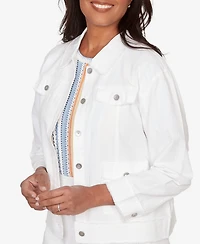 Alfred Dunner Women's Out of the Blue Patch Pocket Collared Jacket