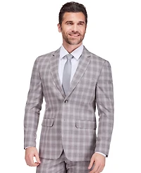 Gino Vitale Men's Slim Fit 2 Piece Performance Stretch Plaid Suit