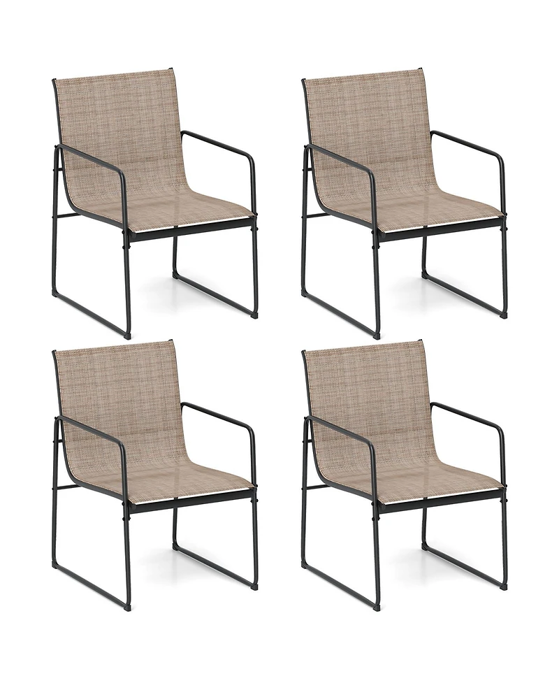 Sugift Outdoor Dining Chairs Set of 4 Patio Furniture Chair with Breathable Seat and Backrest