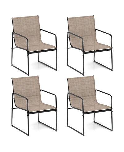 Sugift Outdoor Dining Chairs Set of 4 Patio Furniture Chair with Breathable Seat and Backrest