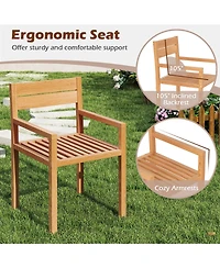 Sugift Outdoor Patio Dining Teak Wood Armchair