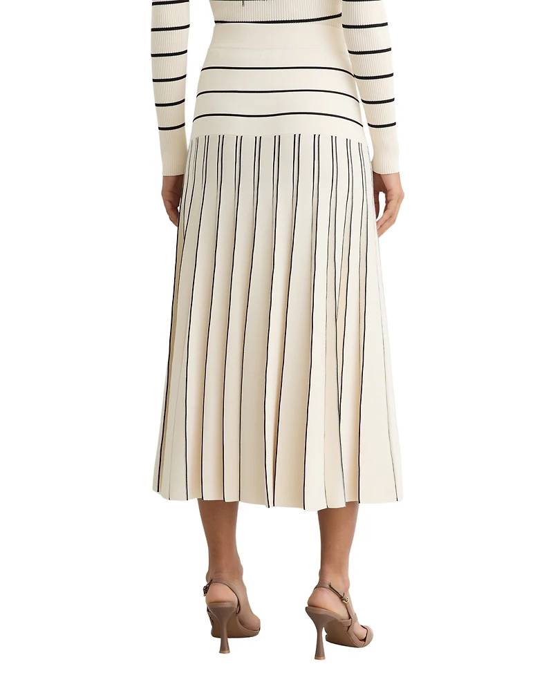 Reiss Women's Knitted Stripe Pleated Midi Skirt
