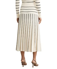 Reiss Women's Knitted Stripe Pleated Midi Skirt