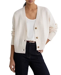 Reiss Women's Lottie Wool-Cashmere Chevron-Stitch Cardigan