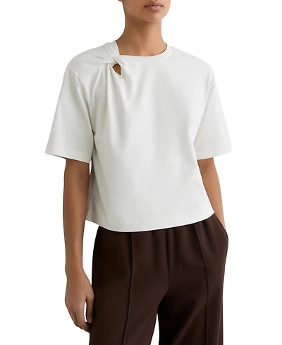Reiss Women's Cotton Twist-Detail Boxy T-Shirt