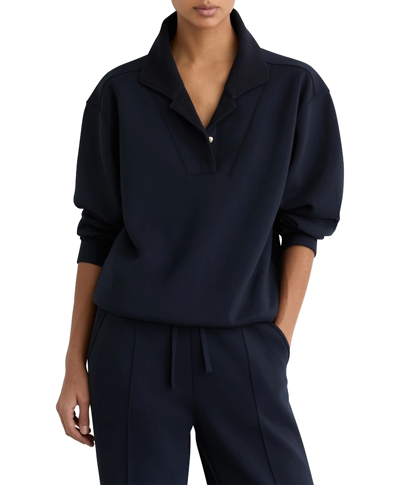 Reiss Women's Bella Premium Interlock Collar Sweatshirt