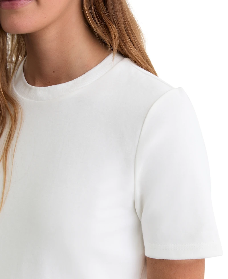 Reiss Women's Stretch-Cotton Ribbed-Neck T-Shirt