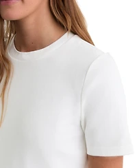 Reiss Women's Stretch-Cotton Ribbed-Neck T-Shirt