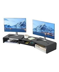 Gnuadz Monitor Stand Riser With Drawer Desktop Organizer Drawer, 3 Shelves