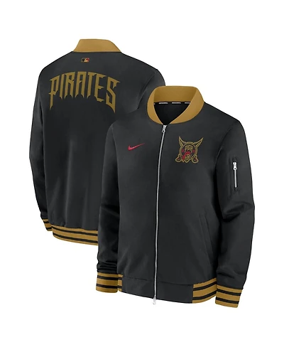 Nike Men's Black Pittsburgh Pirates 2026 City Connect Authentic Collection Relaxed Full-Zip Bomber Jacket