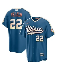 Nike Men's Christian Yelich Mineral Blue Milwaukee Brewers 2026 City Connect Stadium Jersey