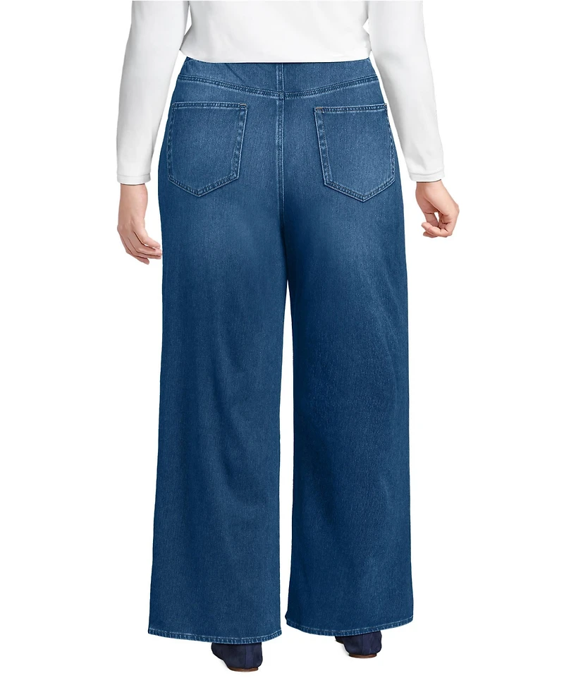 Lands' End Plus Starfish Denim High Rise Wide Leg Jeans