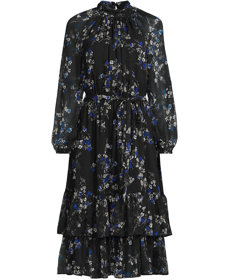 Lands' End Women's Crinkle Chiffon Ruffle Dress