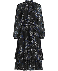 Lands' End Women's Crinkle Chiffon Ruffle Dress