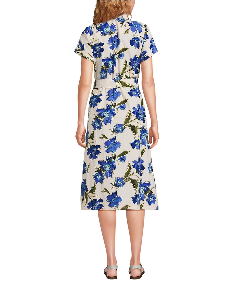 Lands' End Women's Poplin Pintuck Detail Shirt Dress