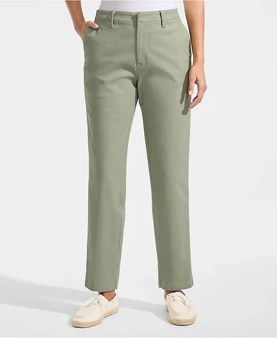 Lands' End Women's Mid Rise Classic Straight Leg Chino Ankle Pants