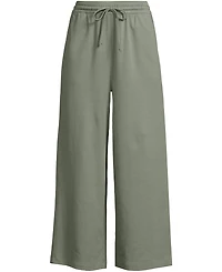 Lands' End Women's Plus Sport Knit Elastic Waist Wide Leg Crop Pants
